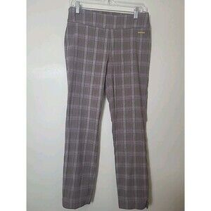 Counterparts Womens Pullon Slim Ankle Pants Brown Tan Tartan Plaid Size Medium